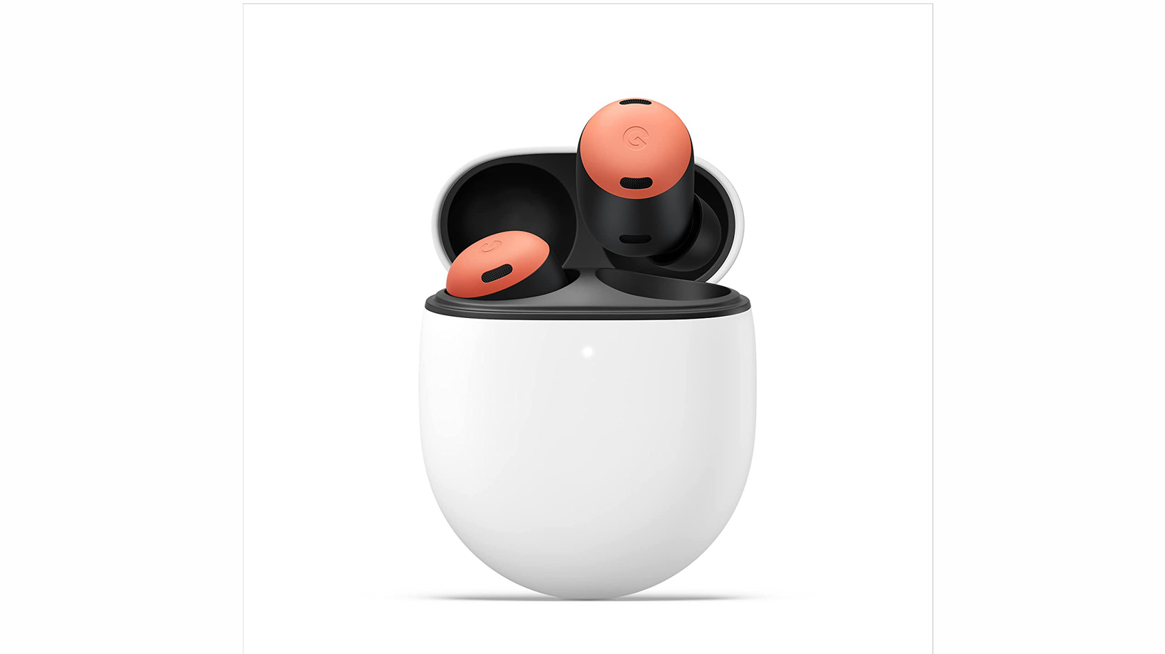 google-pixel-buds-pro-product-image The Google Pixel Buds Pro noise canceling earbuds and case against a white background.